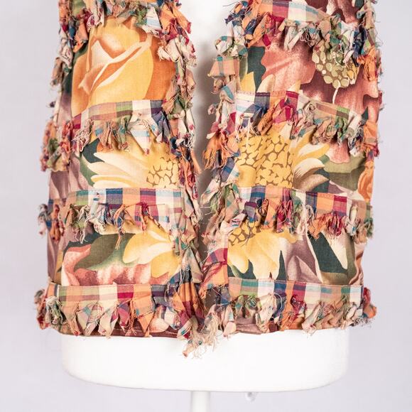 Women's Handmade OAK Art Vest Floral Cottage Fairy Colorful Sunflower SMALL Boho - Picture 2 of 5